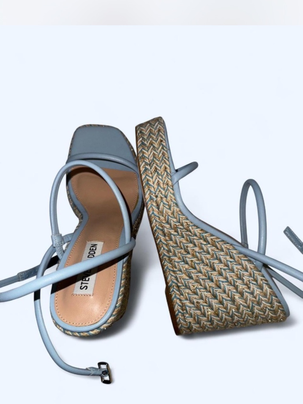 Steve Madden Pastel Blue Strappy Espadrille Sandals - Picture 5 of 7